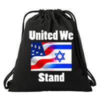 American Flag Israel Flag United We Stand With Israel Drawstring Bag