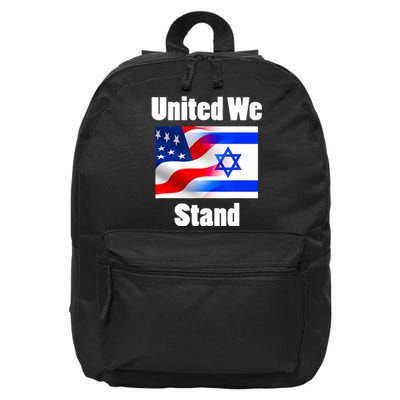 American Flag Israel Flag United We Stand With Israel 16 in Basic Backpack