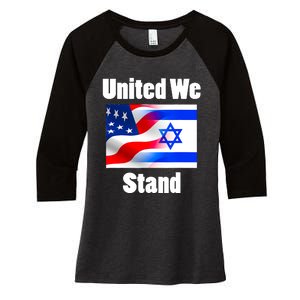 American Flag Israel Flag United We Stand With Israel Women's Tri-Blend 3/4-Sleeve Raglan Shirt