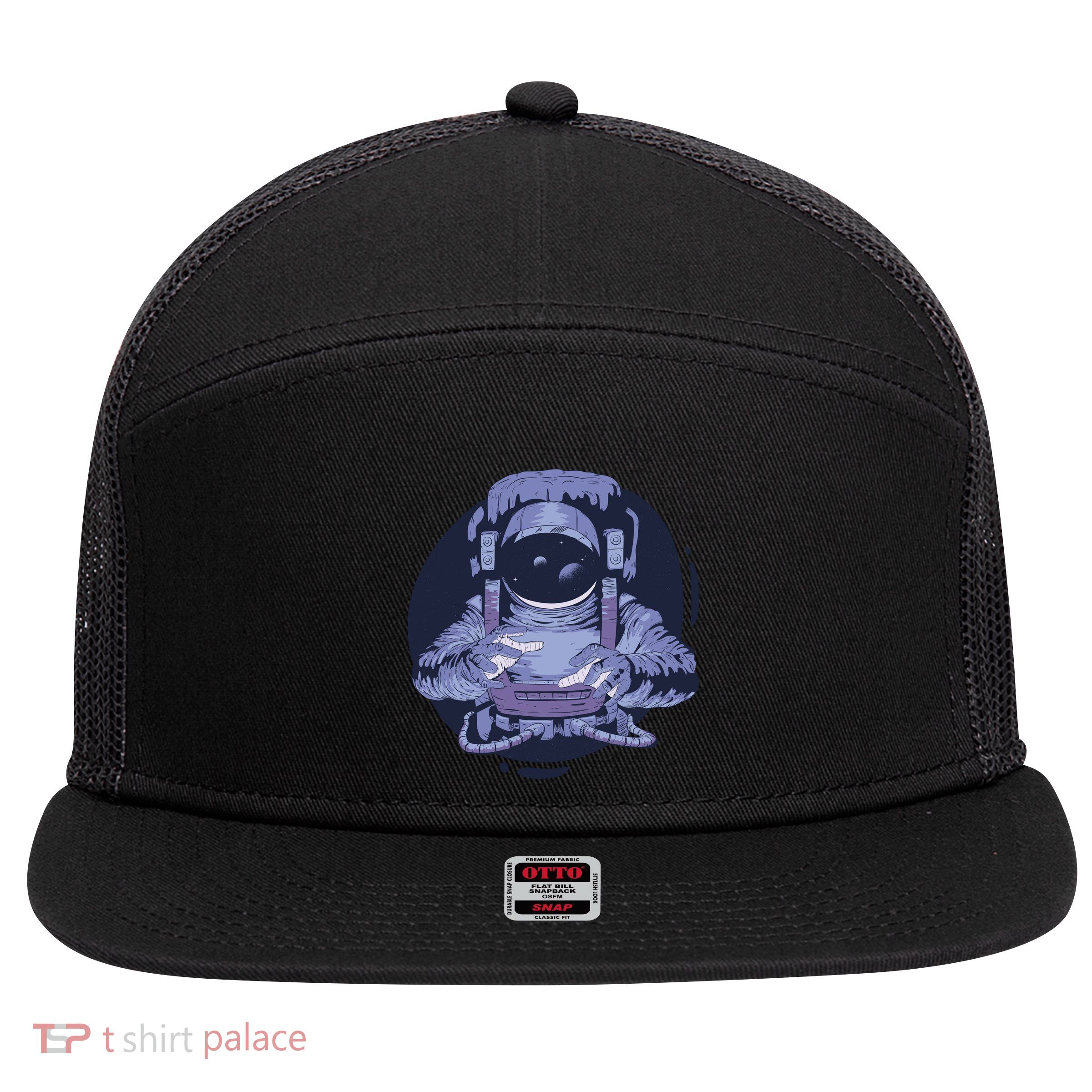 Astronaut Floating In Space 7 Panel Mesh Trucker Snapback Hat