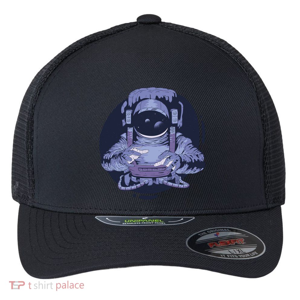 Astronaut Floating In Space Flexfit Unipanel Trucker Cap