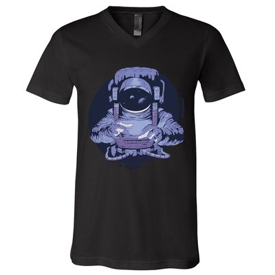 Astronaut Floating In Space V-Neck T-Shirt