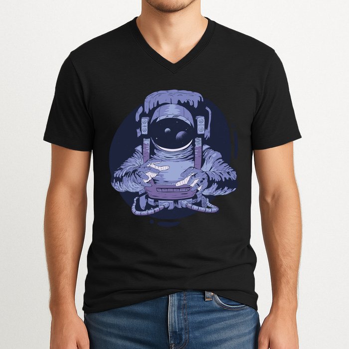 Astronaut Floating In Space V-Neck T-Shirt