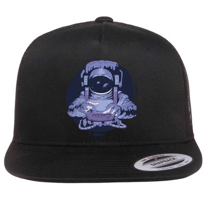 Astronaut Floating In Space Flat Bill Trucker Hat