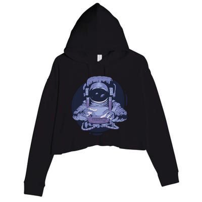 Astronaut Floating In Space Crop Fleece Hoodie