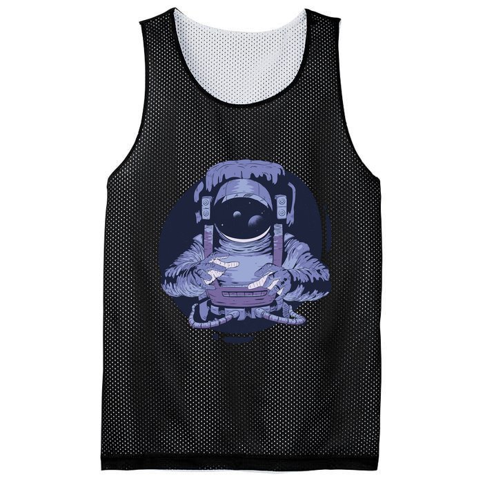 Astronaut Floating In Space Mesh Reversible Basketball Jersey Tank