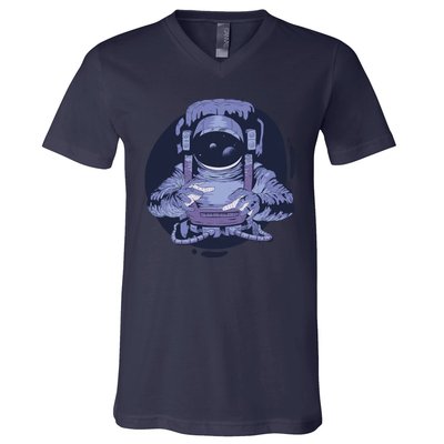 Astronaut Floating In Space V-Neck T-Shirt