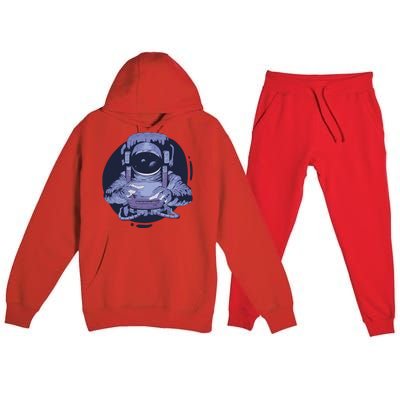 Astronaut Floating In Space Premium Hooded Sweatsuit Set