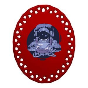 Astronaut Floating In Space Ceramic Oval Ornament