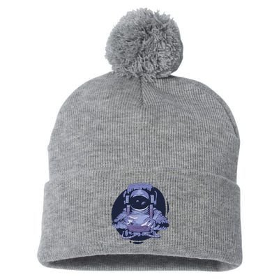 Astronaut Floating In Space Pom Pom 12in Knit Beanie