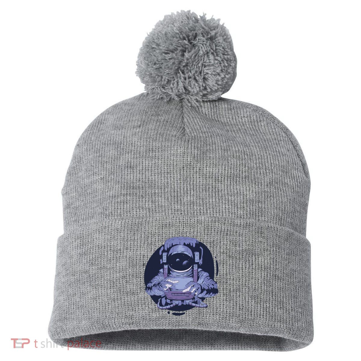 Astronaut Floating In Space Pom Pom 12in Knit Beanie