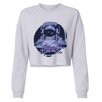 Astronaut Floating In Space Cropped Pullover Crew