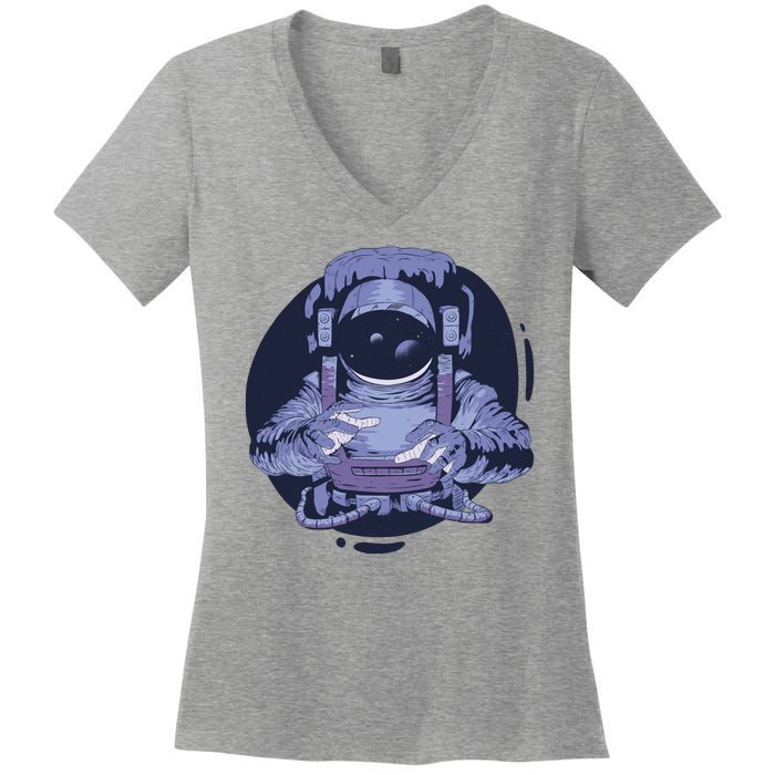 Astronaut Floating In Space Women's V-Neck T-Shirt