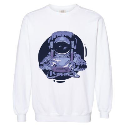 Astronaut Floating In Space Garment-Dyed Sweatshirt