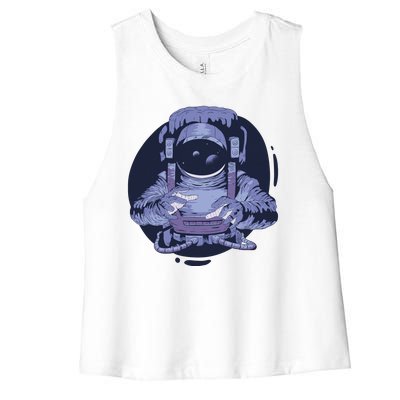 Astronaut Floating In Space Women's Racerback Cropped Tank