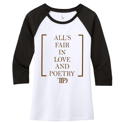 AllS Fair In Love And Poetry 2 Side Ttpd Women's Tri-Blend 3/4-Sleeve Raglan Shirt