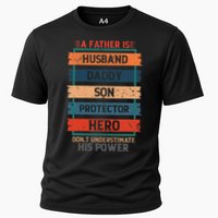 A Father Is Husband Daddy Son Protector Hero Fathers Day Cooling Performance Crew T-Shirt