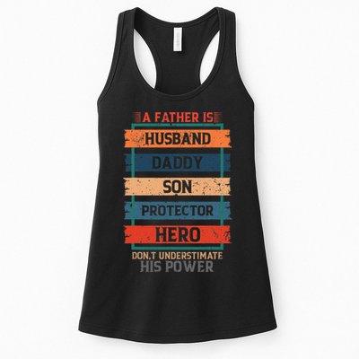 A Father Is Husband Daddy Son Protector Hero Fathers Day Womens Tank Top