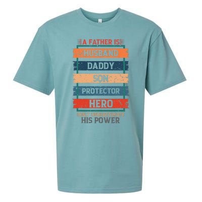 A Father Is Husband Daddy Son Protector Hero Fathers Day Sueded Cloud Jersey T-Shirt