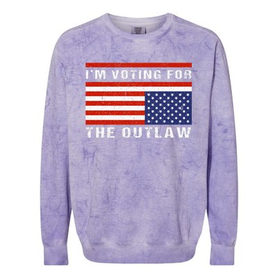 American Flag IM Voting For The Outlaw Trump 2024 Colorblast Crewneck Sweatshirt