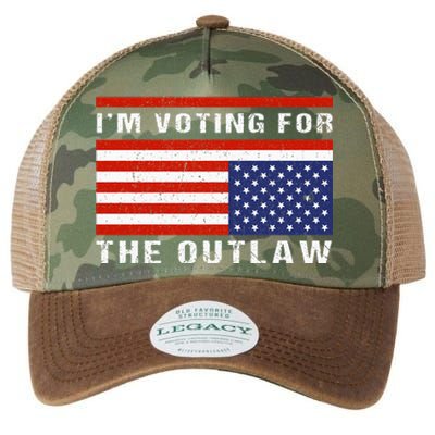 American Flag IM Voting For The Outlaw Trump 2024 Legacy Tie Dye Trucker Hat