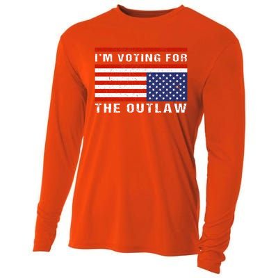 American Flag IM Voting For The Outlaw Trump 2024 Cooling Performance Long Sleeve Crew