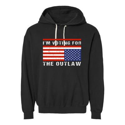 American Flag IM Voting For The Outlaw Trump 2024 Garment-Dyed Fleece Hoodie