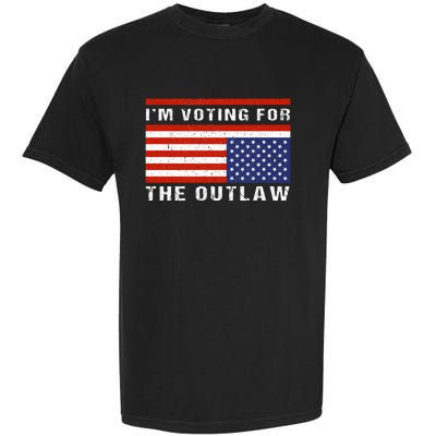 American Flag IM Voting For The Outlaw Trump 2024 Garment-Dyed Heavyweight T-Shirt