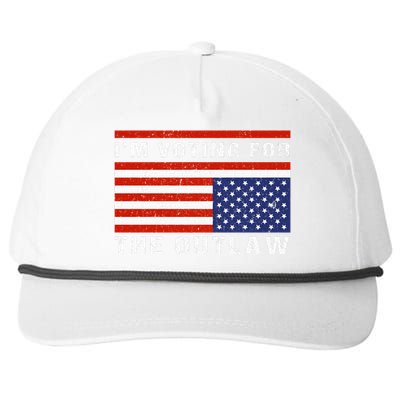 American Flag IM Voting For The Outlaw Trump 2024 Snapback Five-Panel Rope Hat