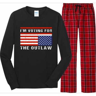 American Flag IM Voting For The Outlaw Trump 2024 Long Sleeve Pajama Set