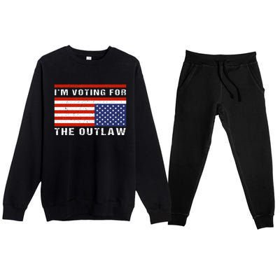 American Flag IM Voting For The Outlaw Trump 2024 Premium Crewneck Sweatsuit Set