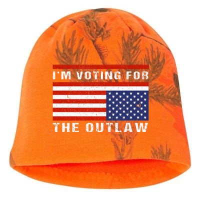 American Flag IM Voting For The Outlaw Trump 2024 Kati - Camo Knit Beanie