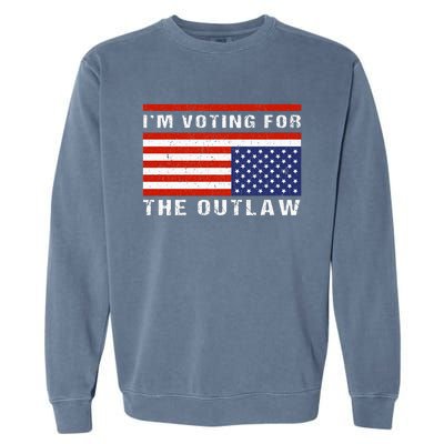 American Flag IM Voting For The Outlaw Trump 2024 Garment-Dyed Sweatshirt