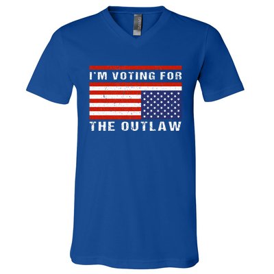 American Flag IM Voting For The Outlaw Trump 2024 V-Neck T-Shirt