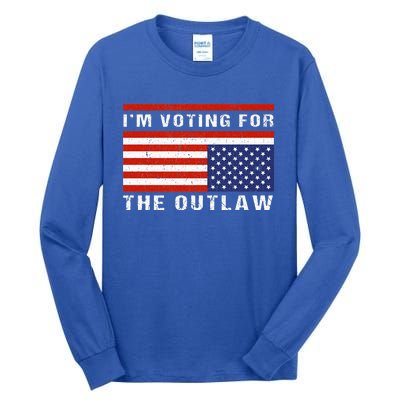 American Flag IM Voting For The Outlaw Trump 2024 Tall Long Sleeve T-Shirt