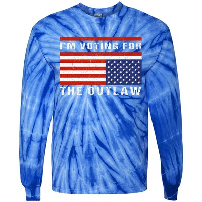 American Flag IM Voting For The Outlaw Trump 2024 Tie-Dye Long Sleeve Shirt