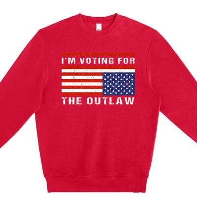 American Flag IM Voting For The Outlaw Trump 2024 Premium Crewneck Sweatshirt