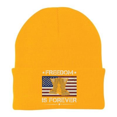 America Freedom Is Forever Army Veteran Gift Knit Cap Winter Beanie