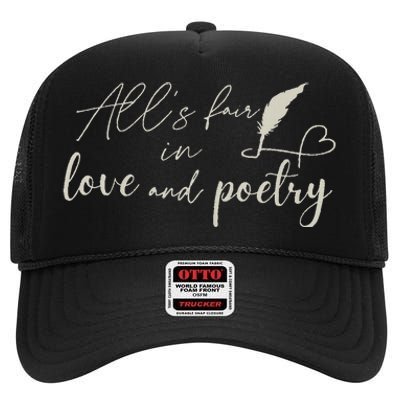 Alls Fair In Love & Poetry Valentines Day High Crown Mesh Back Trucker Hat