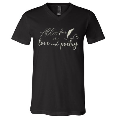 Alls Fair In Love & Poetry Valentines Day V-Neck T-Shirt