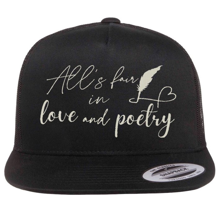 Alls Fair In Love & Poetry Valentines Day Flat Bill Trucker Hat