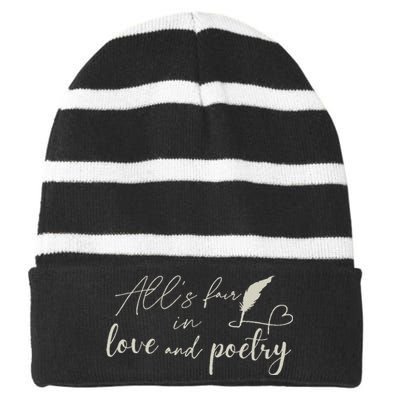 Alls Fair In Love & Poetry Valentines Day Striped Beanie with Solid Band