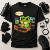 Anime Frog It Geek Otaku Coding Desk Boba Lover Cooling Performance Crew T-Shirt