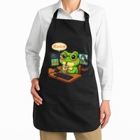 Anime Frog It Geek Otaku Coding Desk Boba Lover Full-Length Apron With Pockets