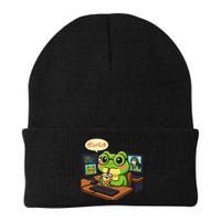 Anime Frog It Geek Otaku Coding Desk Boba Lover Knit Cap Winter Beanie
