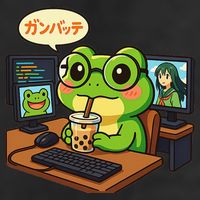 Anime Frog It Geek Otaku Coding Desk Boba Lover Knit Cap Winter Beanie