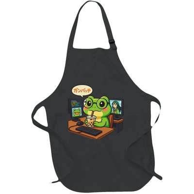 Anime Frog It Geek Otaku Coding Desk Boba Lover Full-Length Apron With Pockets