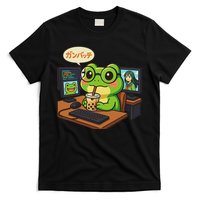 Anime Frog It Geek Otaku Coding Desk Boba Lover T-Shirt