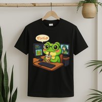 Anime Frog It Geek Otaku Coding Desk Boba Lover T-Shirt