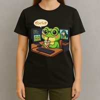 Anime Frog It Geek Otaku Coding Desk Boba Lover T-Shirt